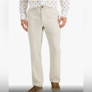 Lombard Slim Fit European Linen Pants With Pockets In Beige Size 36